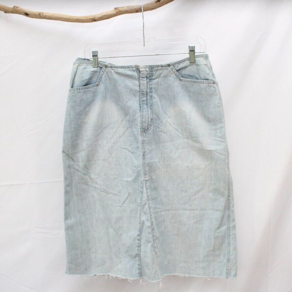 Gloria Vanderbilt Light Wash Blue Skirt Size 12 Long Midi Modest Skirt